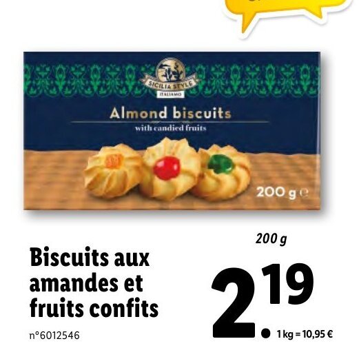 Promo Biscuits Aux Amandes Et Fruits Confits chez Lidl