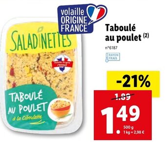 Lidl Taboulé Au Poulet offre