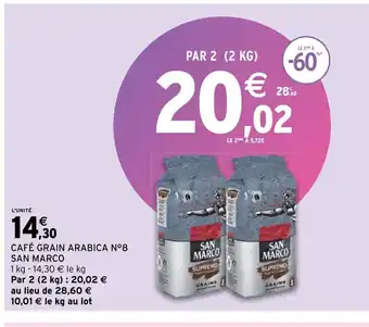 Intermarché Cafe Grain Arabica N°9 San Marco offre