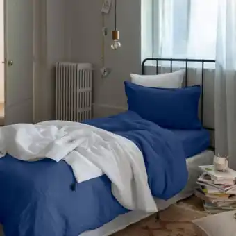 Parure de lit enfant lin et coton lavé songe bleu de chine