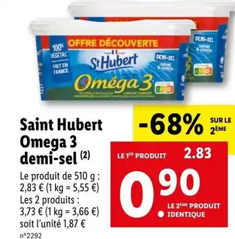 Lidl Saint Hubert Omega 3 Demi-Sel offre