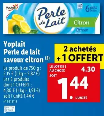 Yoplait Perle De Lait Saveur Citron