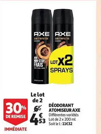 Auchan Déodorant atomiseur axe offre