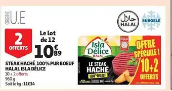 Auchan Steak haché 100% pur bœuf halal isla délice offre