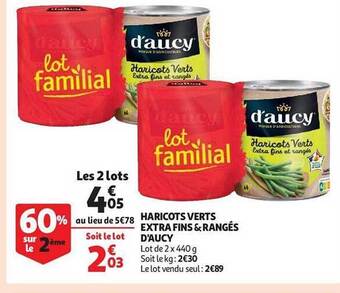 Auchan Haricots verts extra fins & rangés d'aucy offre