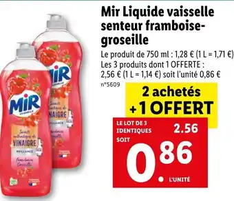 Lidl Mir Liquide Vaisselle Senteur Framboise-Groseille offre