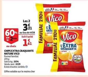 Auchan Chips extra craquante nature vico offre