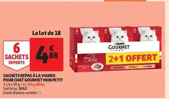 Auchan Sachets repas à la viande pour chat gourmet mon petit offre