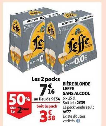 Auchan Bière blonde leffe sans alcool offre