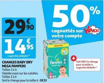 Auchan Changes baby dry méga pampers offre