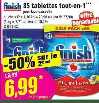 Norma 85 tablettes tout-en-1 pour lave-vaisselle finish offre