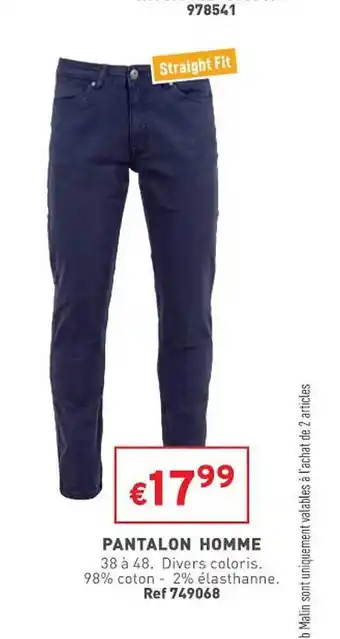 Trafic Pantalon homme offre