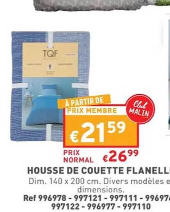 Trafic Housse de couette flanelle offre