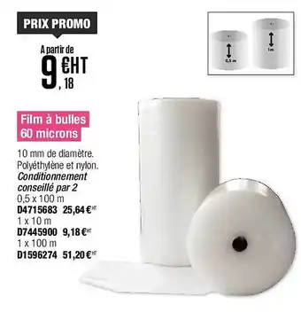 Plein ciel Film à bulles 60 microns offre
