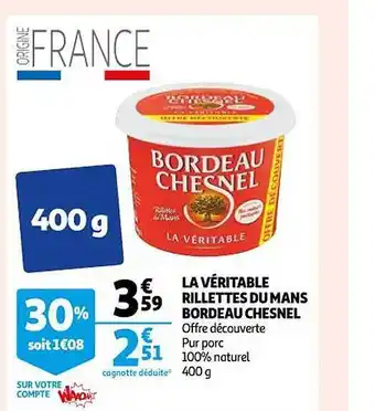 La véritable rillettes du mans bordeau chesnel