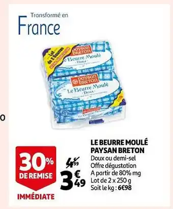 Auchan Le beurre moulé paysan breton offre