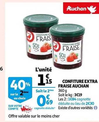 Auchan Confiture extra fraise auchan offre