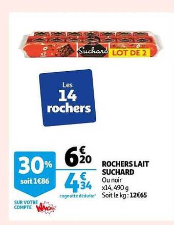 Auchan Rochers lait suchard offre
