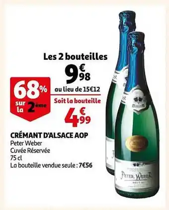 Auchan Crémant d'alsace aop peter weber cuvée réservée offre