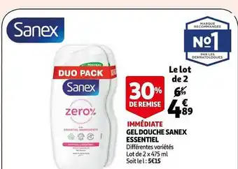 Auchan Gel douche sanex essentiel offre