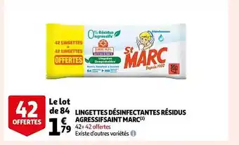 Auchan Lingettes désinfectantes résidus agressif saint marc offre
