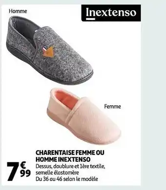Auchan Charentaise femme ou homme inextenso offre