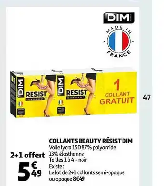 Auchan Collants beauty résist dim offre