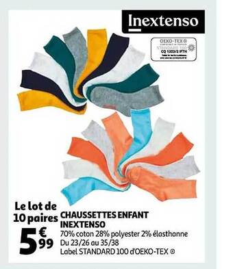 Auchan Chaussettes enfant inextenso offre