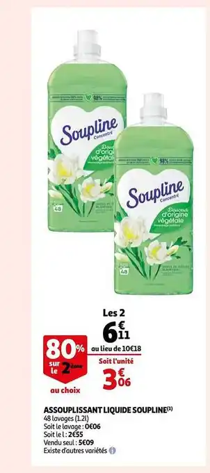 Auchan Assouplissant liquide soupline offre
