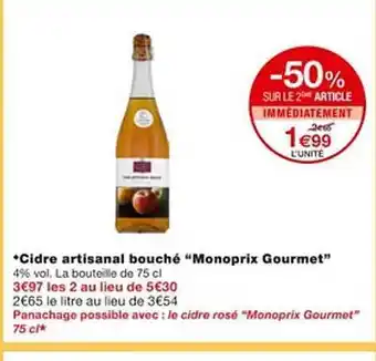 Monoprix Cidre artisanal bouché offre