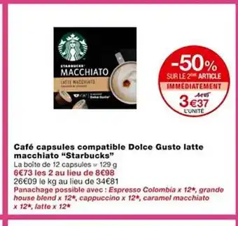 Monoprix Café capsules compatible dolce gusto latte macchisto offre