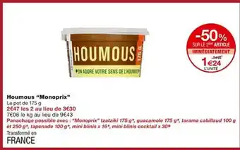 Monoprix Houmous offre