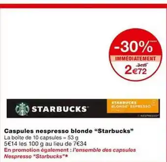 Monoprix Capsules nespresso blonde offre