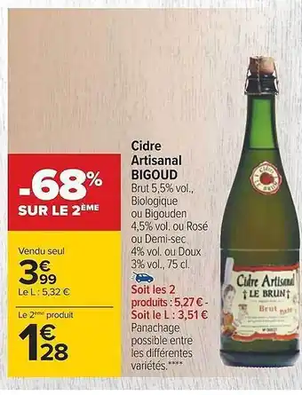 Carrefour Cidre artisanal bigoud offre