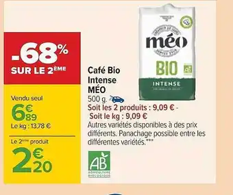Carrefour Café bio intense méo offre