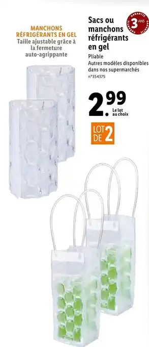 Lidl Sacs Ou Manchons Réfrigérants En Gel offre