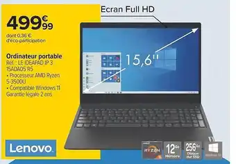 Carrefour Ordinateur portable lenovo offre