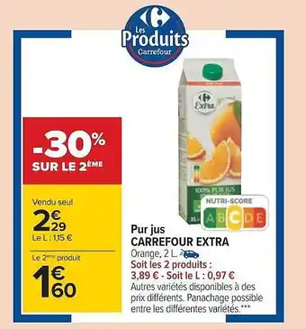 Carrefour Pur jus carrefour extra offre