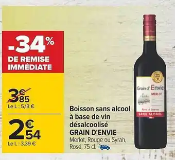 Carrefour Boisson sans alcool à base de vin désalcoolisé grain d'envie offre