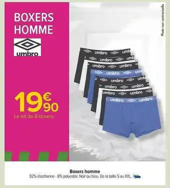 Carrefour Boxers homme umbro offre