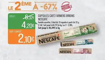 Match Capsules café farmers origins nescafé offre