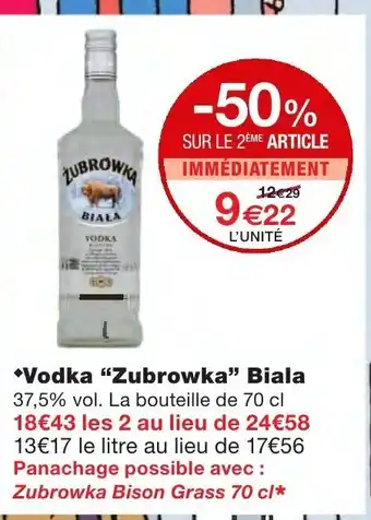 Monoprix Vodka Zubrowka Biala offre