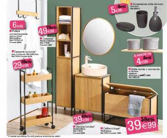 Kandy Patère accroche-porte, colonne, desserte roulante, meuble lavabo, coffre à linge, boîte ronde + couvercle, accessoires salle offre