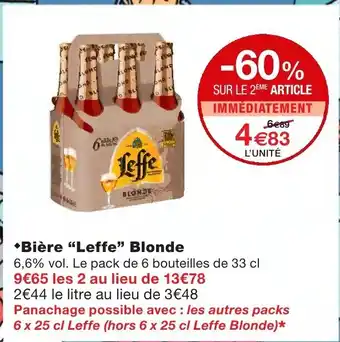 Monoprix Bière Leffe Blonde offre