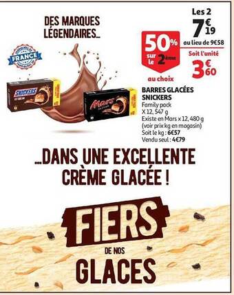 Auchan Barres glacées snickers offre