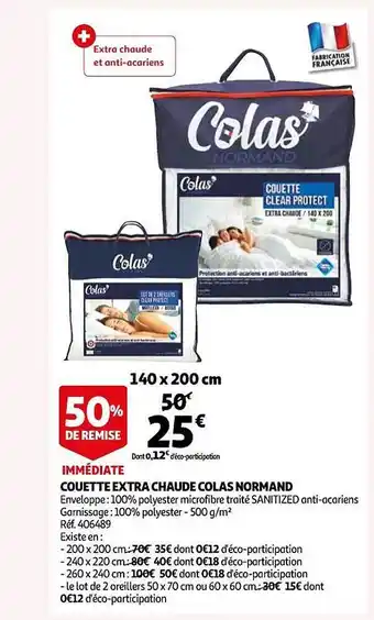 Auchan Couette extra chaude colas normand offre
