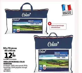 Auchan Oreiller microgel colas normand offre