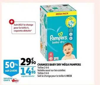 Auchan Changes baby dry méga pampers offre