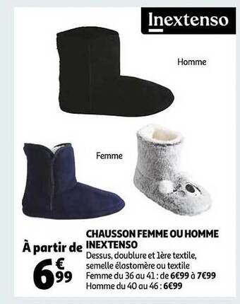 Auchan Chausson femme ou homme inextenso offre