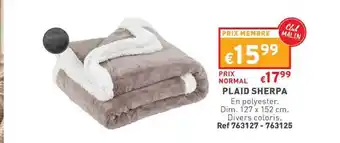 Trafic Plaid sherpa offre
